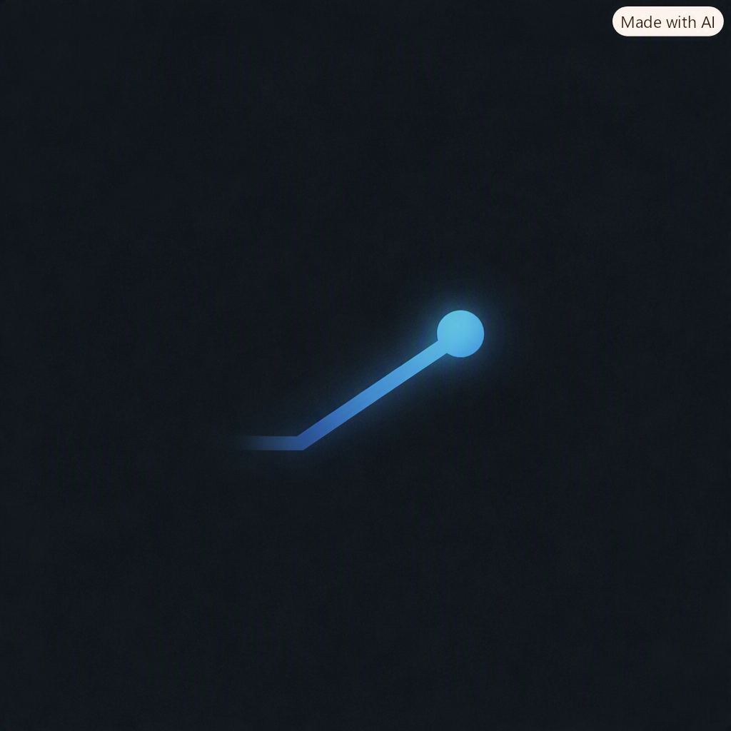 A blue connected node on a dark background